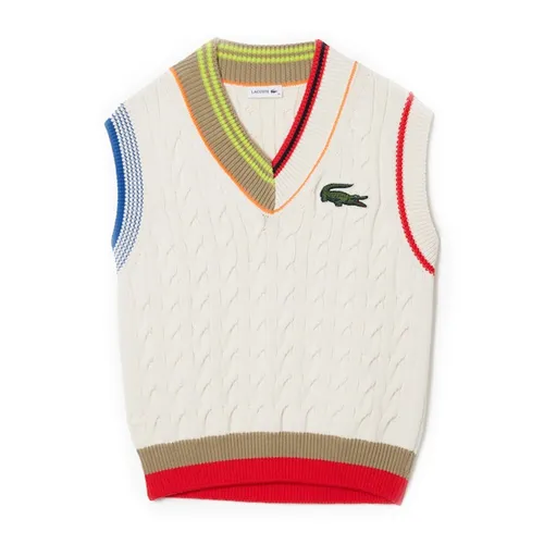 Áo Len Sweater Nữ Lacoste Cable Knit Vest AF4952-51 Phối Màu