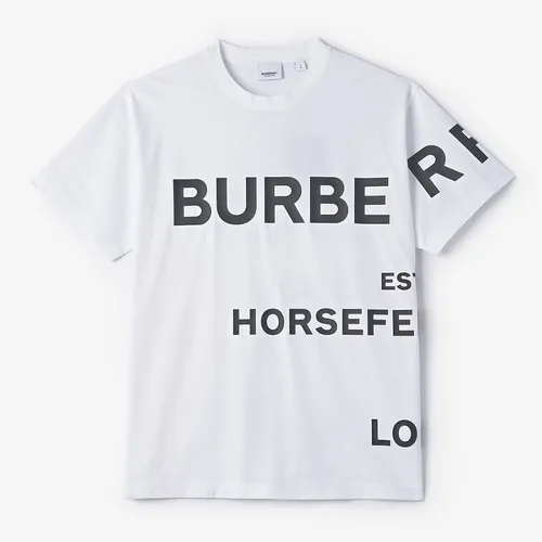 Áo Phông Nam Burberry Hoseperi Print Cotton Oversize Short-sleeved T-shirt - White 8048748 Màu Trắng Size XS
