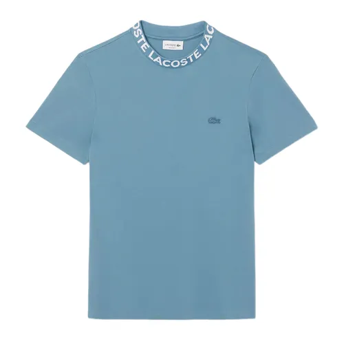 Áo Phông Nam Lacoste Jacquard Neck Pique TH2521 HD9 T-Shirt Màu Xanh Da Trời Size 3