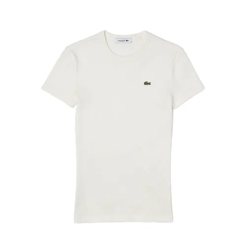 Áo Phông Nữ Lacoste Slim Fit Ribbed Cotton T-shirt TF5538 54N 70V Màu Trắng Size 34