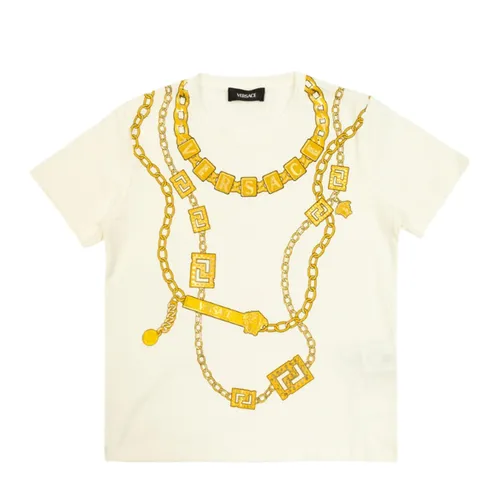 Áo Phông Trẻ Em Versace Kids White Printed T-Shirt 1018342 1A12974 2W110 Màu Trắng Size 14Y