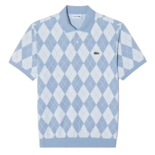 Áo Polo Nam Lacoste Argyle Short Sleeve Polo PH088E-54N HBP Màu Xanh Kẻ Size 5