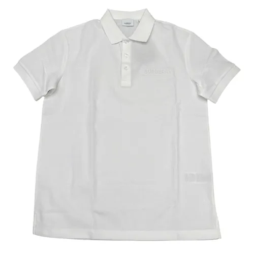 Áo Polo Nam Burberry Embroidery Logo Check Shirt Màu Trắng Size XS