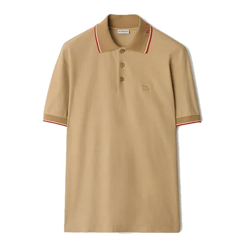 Áo Polo Nam Burberry Logo Collar Cotton Shirt 81100931 Beige Màu Be Size XS