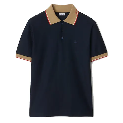 Áo Polo Nam Burberry Logo Collar Cotton Shirt 81100941 Màu Xanh Navy Size XS