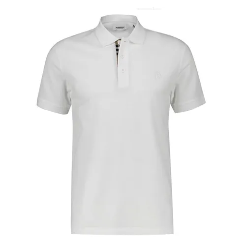 Áo Polo Nam Burberry White With TB Logo Embroidered Màu Trắng Size XS