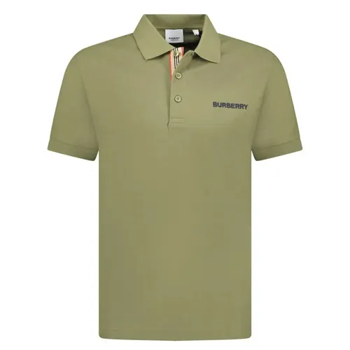 Áo Polo Nam Burberry With Logo Embroidered 8084439 Màu Xanh Rêu Size XS