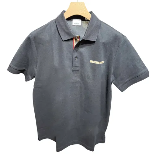 Áo Polo Nam Burberry With Logo Embroidered Màu Xám Đen Size XS