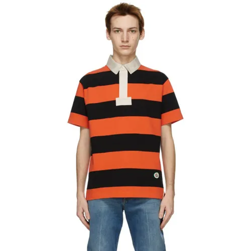 Áo Polo Nam Gucci Orange Striped 211451M212010 Màu Cam Đen Size XS