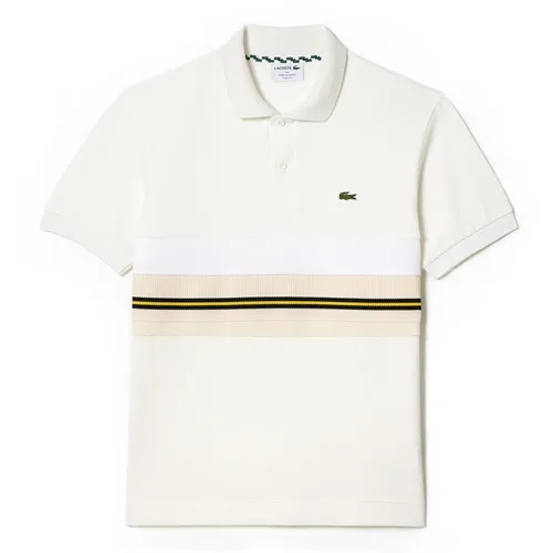 Áo Polo Nam Lacoste Classic Fit French Made Contrast Stripe PH1132 70V Màu Kem Size 4