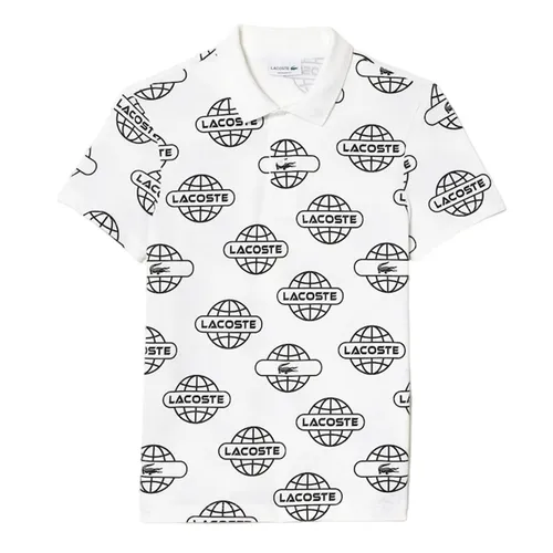 Áo Polo Nam Lacoste Globe Print Movement PH1175-AU8 Màu Trắng Họa Tiết Size 3