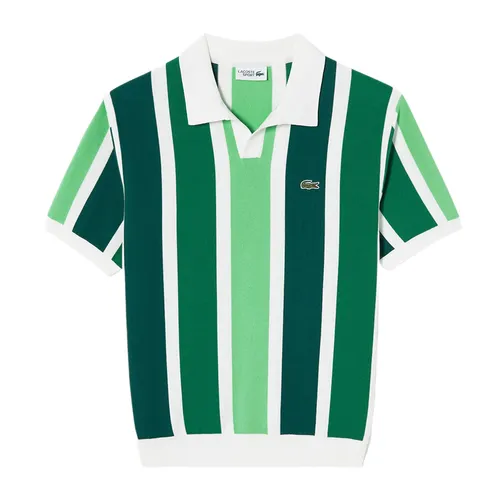 Áo Polo Nam Lacoste Men's Striped Short Sleeve AH700E 132 Màu Trắng Phối Xanh Green Size 4