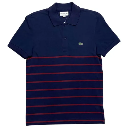 Áo Polo Nam Lacoste Straight Striped Navy Blue Shirt Màu Xanh Kẻ Size 2