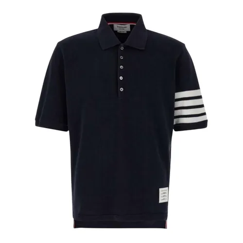 Áo Polo Nam Thom Browne RWB Tipping Stripe Cuff In Navy MJP136G 07976 415 Màu Xanh Navy Size 2