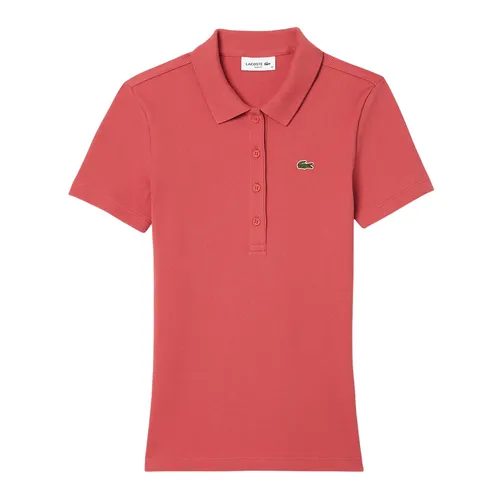 Áo Polo Nữ Lacoste L.12.D Slim Fit Ribbed Cotton DF5377 10 ZV9 Màu Hồng San Hô Size 34