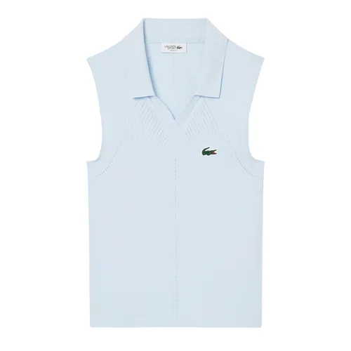 Áo Polo Nữ Lacoste Sleeveless Stretch Knit Tennis Polo Shirt PF0614 51 T01 Màu Xanh Nhạt Size 34-36