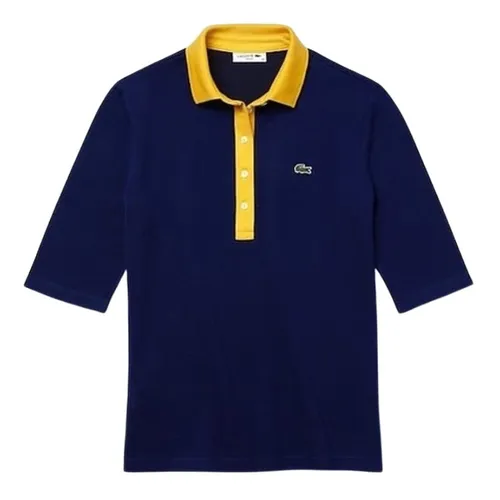 Áo Polo Nữ Lacoste Slim Fit Collared T-Shirt Màu Vàng - Xanh Size 36