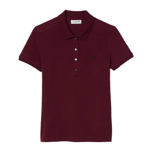 Áo Polo Nữ Lacoste Women's L.12.D Slim Fit Stretch Mini Piqué Polo PF5462-51 YUP Màu Đỏ Thẫm Size 34