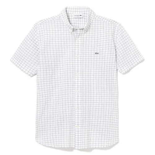 Áo Sơ Mi Cộc Tay Nam Lacoste Window Pen Biz Slim PH763EL F9F Màu Trắng Kẻ Size 3