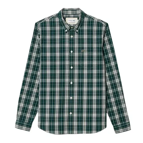 Áo Sơ Mi Dài Tay Nam Lacoste Slim Fit Stretch Plaid Shirt CH3745 IX9 Màu Xanh Green Size 40