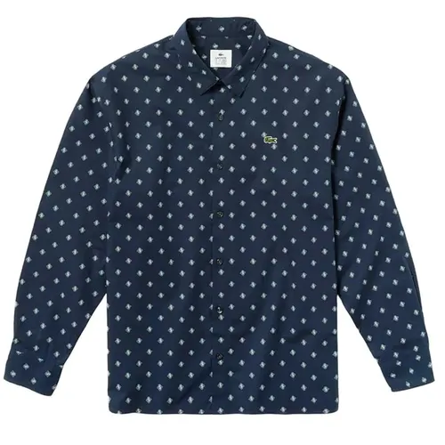 Áo Sơ Mi Dài Tay Nam Lacoste Men's Paisley Long Sleeve Shirt Màu Xanh Đen Size 41