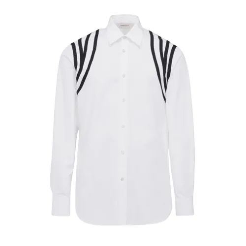Áo Sơ Mi Nam Alexander McQueen Harness Graphic-Print Long Sleeve Shirt White 774406 QNAAD 9000 Màu Trắng Size 15+