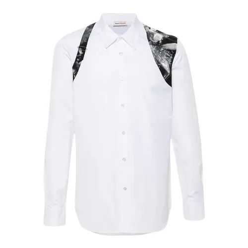 Áo Sơ Mi Nam Alexander McQueen Harness Wax Flower-print shirt 795126 QNAAD 9000 Màu Trắng Size 15