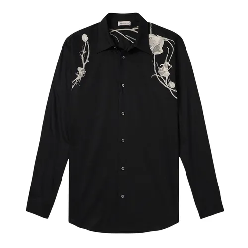 Áo Sơ Mi Nam Alexander McQueen Printed Harness Cotton Sateen Shirt Black 795131 QNAAR 1001 Màu Đen Size 15+