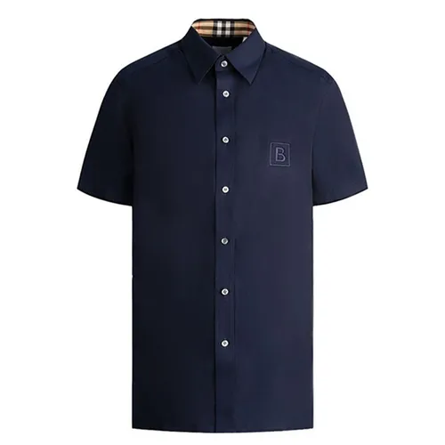 Áo Sơ Mi Nam Burberry Square Logo Embroidered Shirt 8061862 Màu Xanh Navy Size M