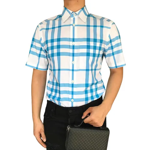 Áo Sơ Mi Nam Burberry White With Vintage Check Printed 80929411 Màu Trắng Phối Xanh Size XS