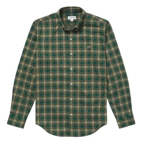 Áo Sơ Mi Nam Lacoste Jersey Flannel Check Shirt CH0732 Màu Xanh Lá Size 38