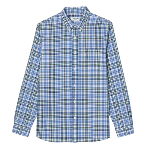 Áo Sơ Mi Nam Lacoste Organic Cotton Regular Fit Checked Shirt CH0174 FYF Kẻ Caro Màu Xanh Size 38