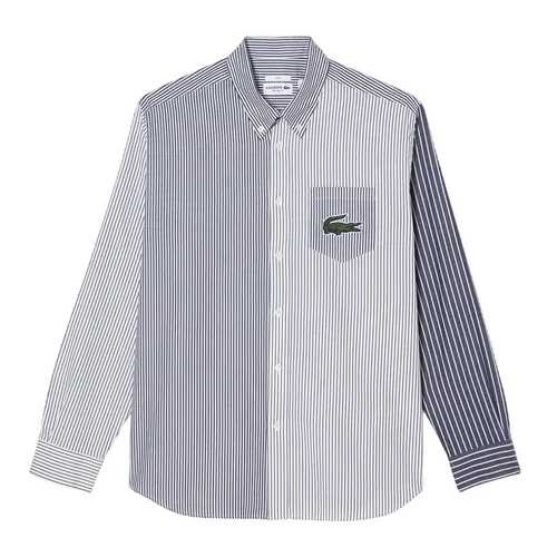 Áo Sơ Mi Nam Lacoste Regular Fit Striped Blue Shirt CH6409 522 Màu Xám Nhạt Size S