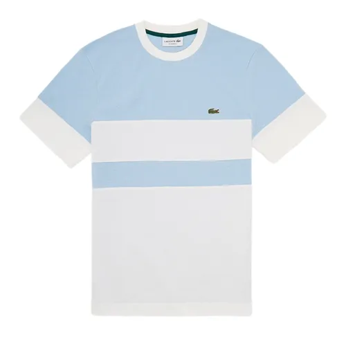 Áo Thun Nam Lacoste Heritage Color Block Cotton Pique Crew Neck T-shirt TH7391 51 786 Màu Trắng - Xanh Size 4