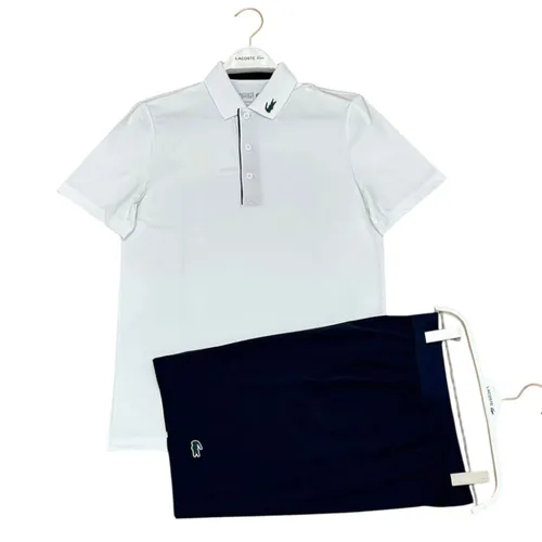 Bộ Thể Thao Tennis/ Pickleball Nam Lacoste Men's Regular Fit UV Protect Golf Màu Trắng Xanh
