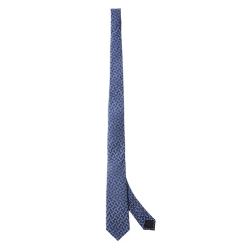 Cà Vạt Nam Gucci Cravate Horsebit-Print Silk-Twill Tie Màu Xanh Navy