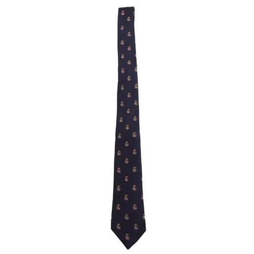 Cà Vạt Gucci Men's Silk Tie Navy Multi 6240544E002 Màu Xanh Navy