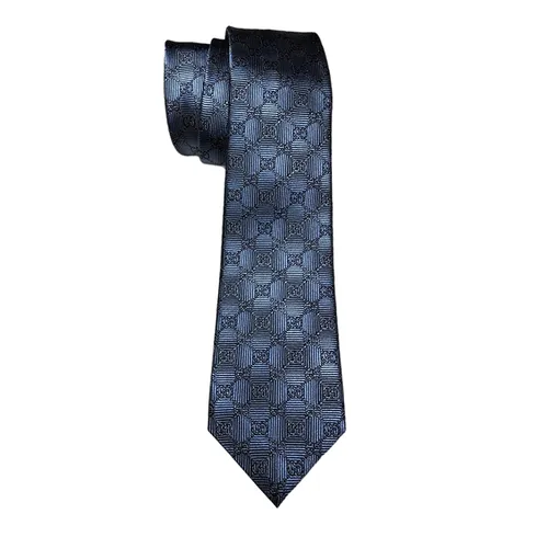 Cà Vạt Nam Gucci Men’s Silk GG Guccisimma Neck Tie In Blue & Grey Màu Xanh Xám