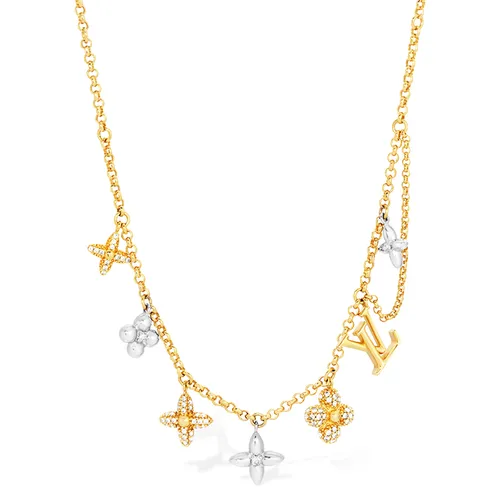 Dây Chuyền Nữ Louis Vuitton LV Gold & Silver Monogram Charm Necklace Màu Vàng/Bạc