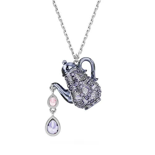 Dây Chuyền Nữ Swarovski Alice In Wonderland Pendant Teapot, Purple, Rhodium Plated 5682807 Màu Bạc Tím