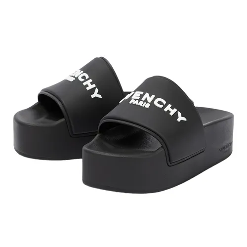 Dép Nữ Givenchy Logo Platform Slides Màu Đen Size 37