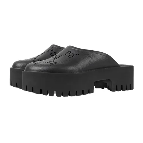 Dép Nữ Gucci Platform Perforated G Black 663577 JFB00 1000 Màu Đen Size 35