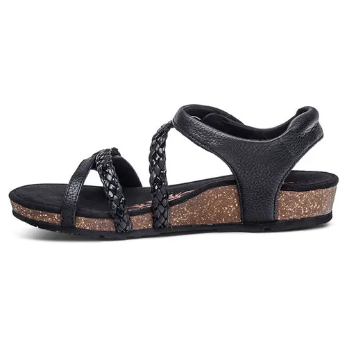 Dép Sandal Nữ Aetrex Jillian Braided Quarter Strap Sandal Black ‎Màu Đen Size 36