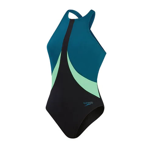 Đồ Bơi Một Mảnh Nữ Speedo Colourblock High Neck X Back One Piece Swimsuit 8-00305916644 Màu Xanh Đen Size XS
