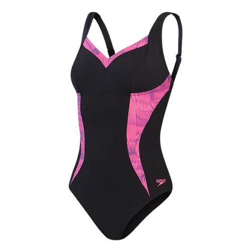 Đồ Bơi Một Mảnh Nữ Speedo Women's Shaping Printed Lunaelustre Swimsuit Black Màu Đen - Hồng Size XS