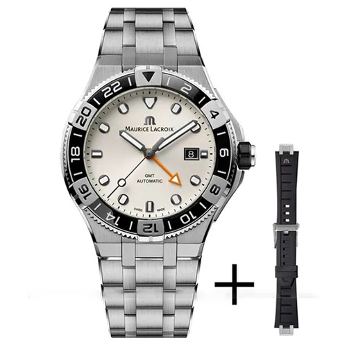 Đồng Hồ Nam Maurice Lacroix Aikon Venturer Gmt AI6158-SS00F-130-A Màu Bạc Trắng (Tặng Kèm Dây)