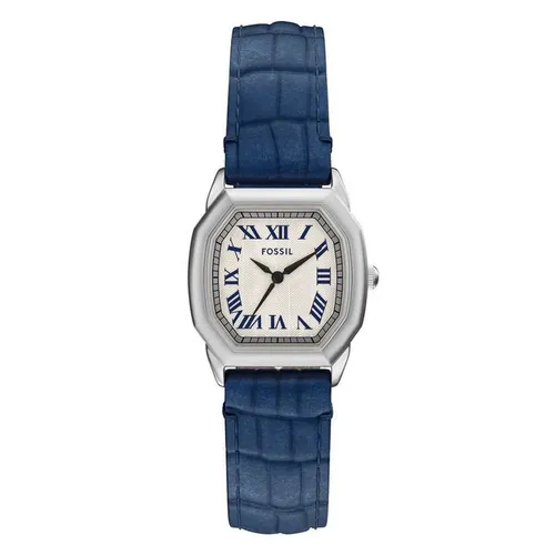 Đồng Hồ Nữ Fossil Harlow Three Hand Cream Dial Croco Embossed Leather Strap ES5425 Màu Xanh Bạc