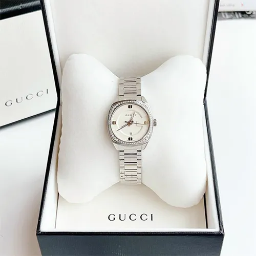 Đồng Hồ Nữ Gucci Diamond White GG2570 YA142506 29mm Màu Bạc