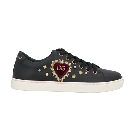 Giày Thể Thao Dolce & Gabbana D&G Leather Printed Màu Đen Size 35