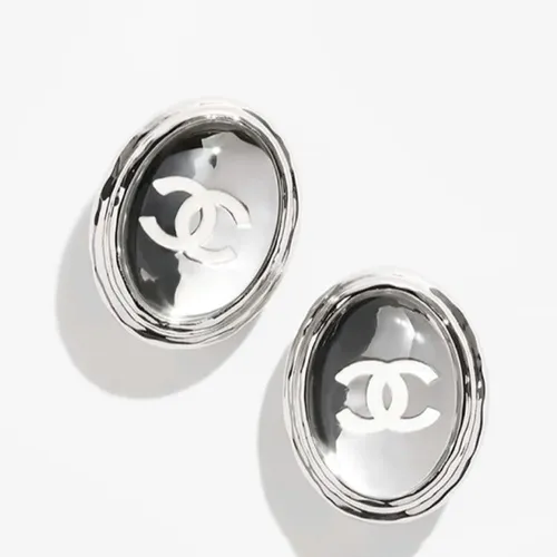 Khuyên Tai Nữ Chanel  25SS CC Logo Màu Bạc